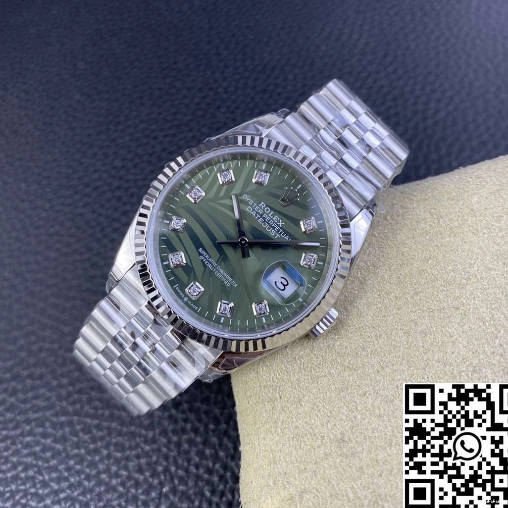 Dial Datejust Stainless Clean Rolex Steel Hourmarker Motif 36MM M126234 Green Factory Diamond 1209